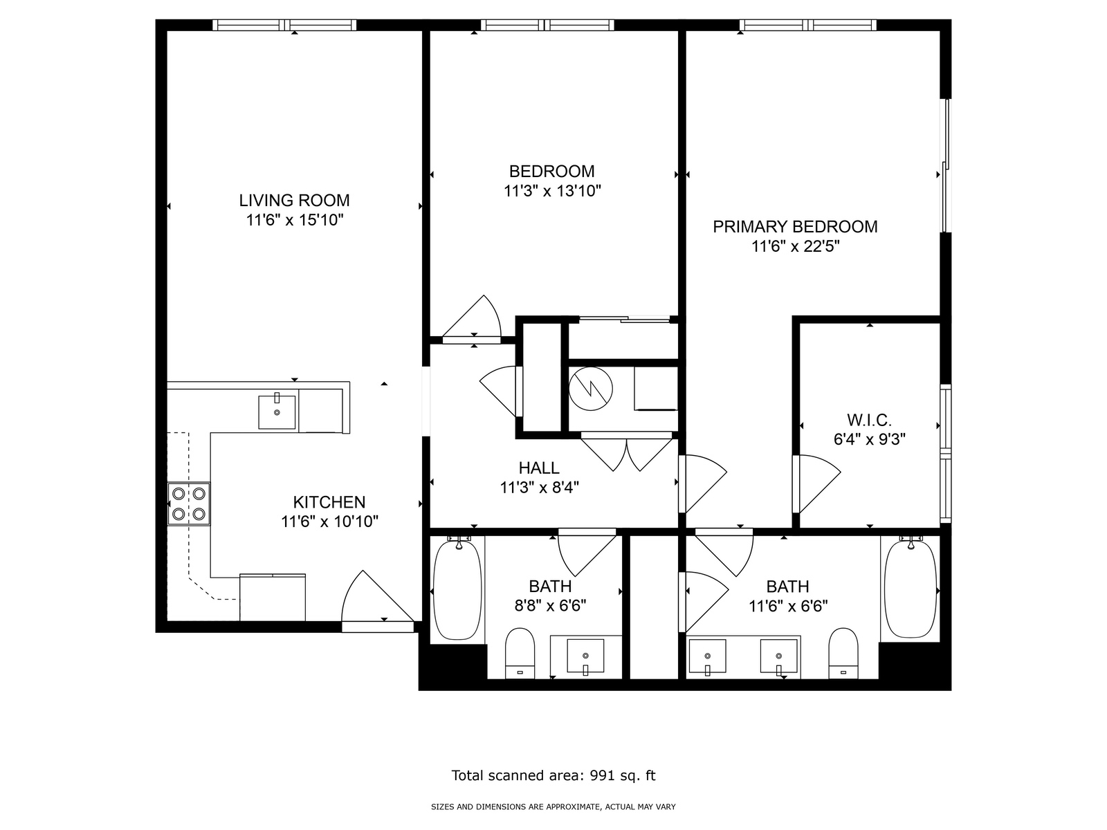 Same room layout of a two bedroom apartment
